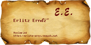 Erlitz Ernő névjegykártya